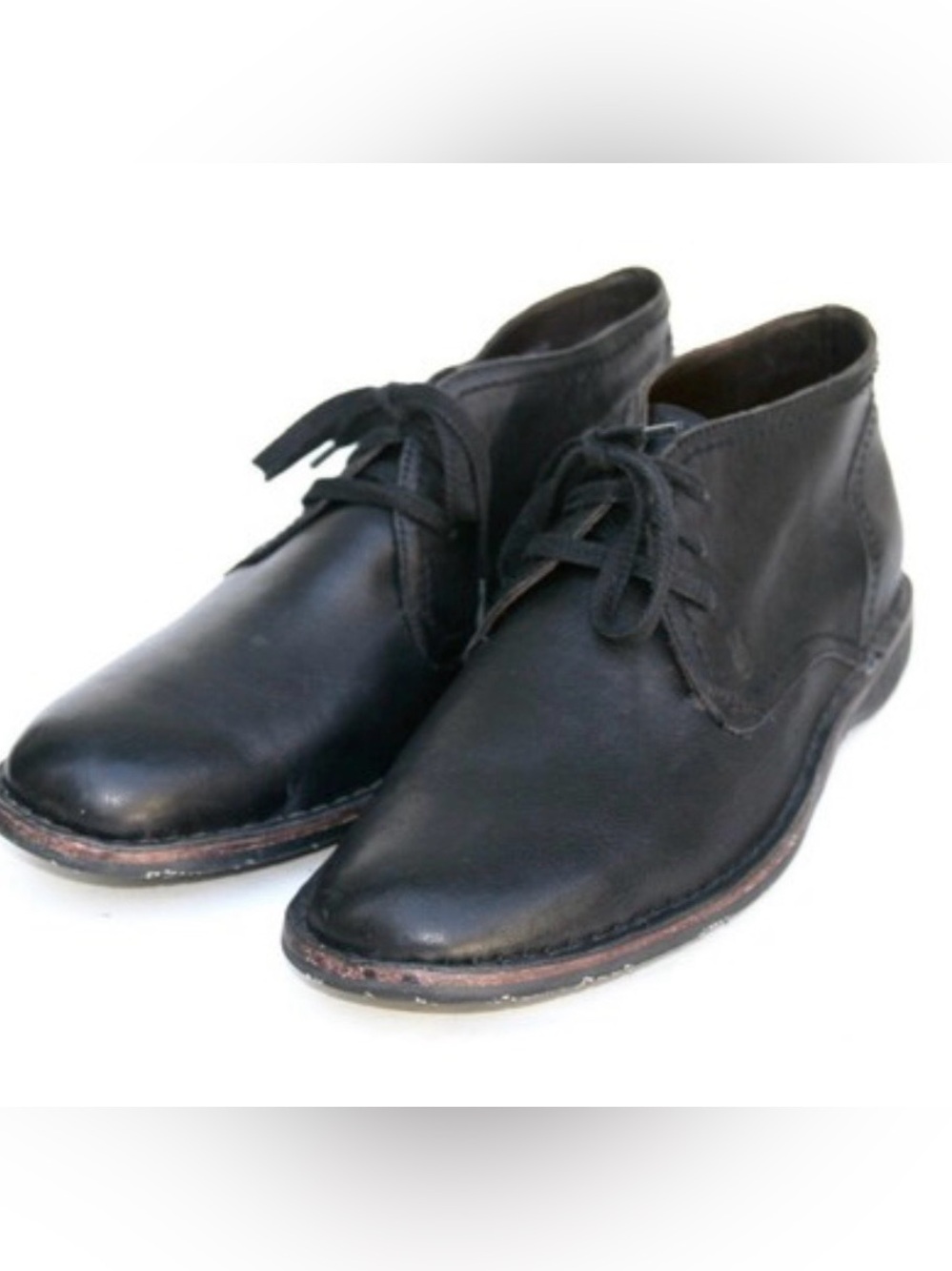 John Varvatos Star USA HIpster Black Leather Lace-Up Chukka Boots